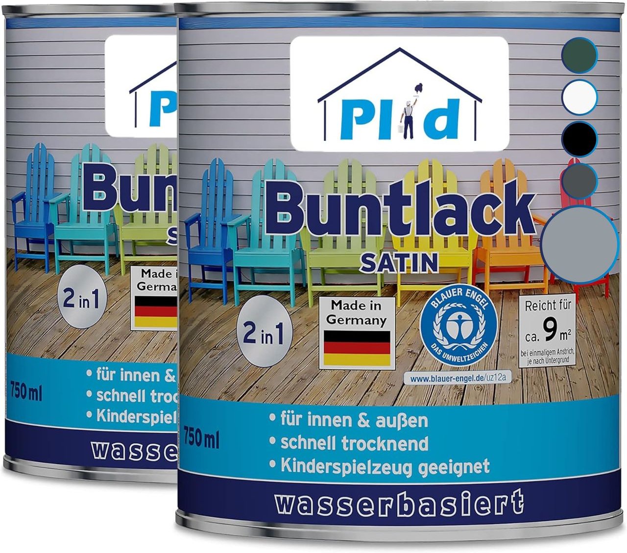 Thumbnail - Buntlack 1,5L für ca. 18m² - Silbergrau / Holzfarbe Türenlack Acryllac