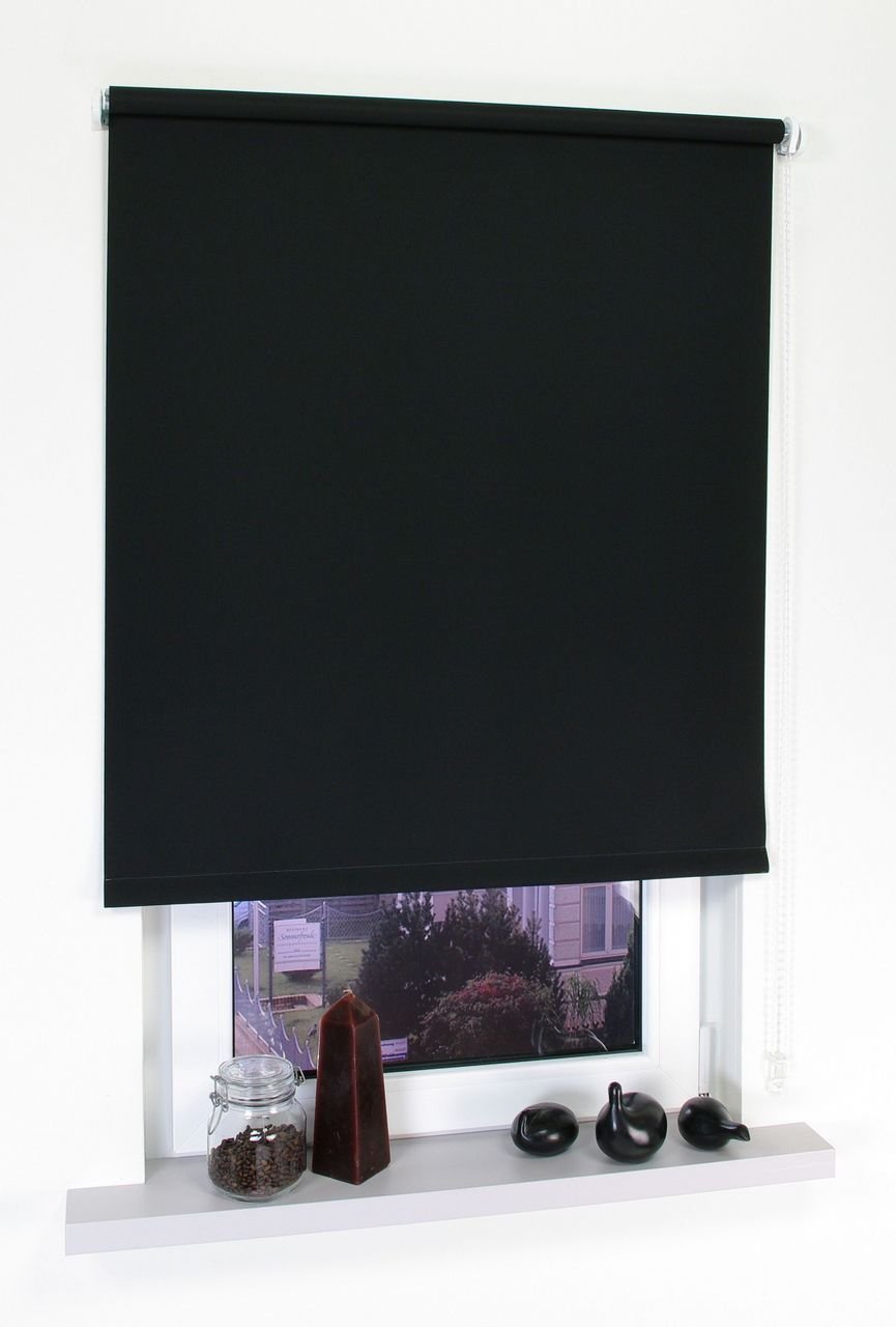 Seitenzugrollo, Kettenzugrollo, 180 x 92 cm, schwarz