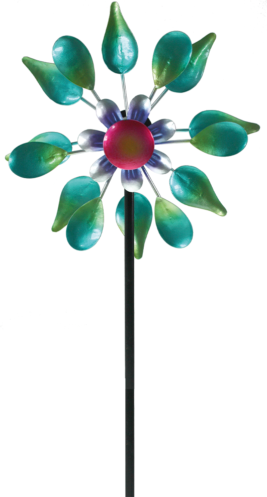 Doppel-Metall-Windrad Blume mehfarbig