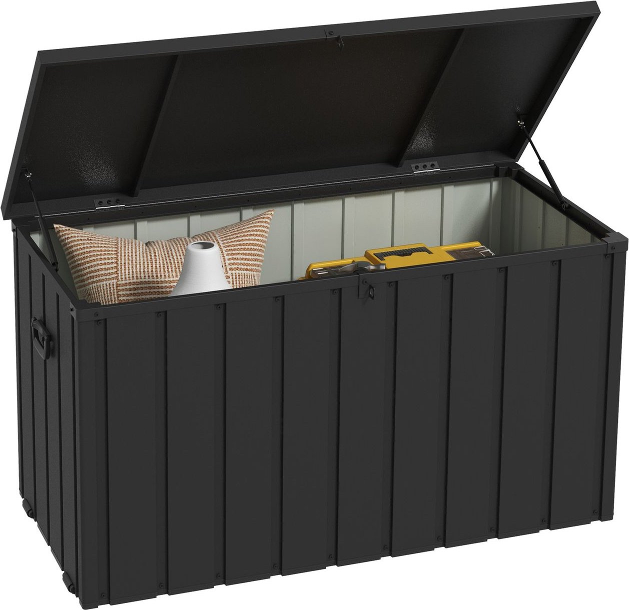 Gartenbox Auflagenbox 450L Aufbewahrungsbox Truhe mit Rollen für Garten Grau