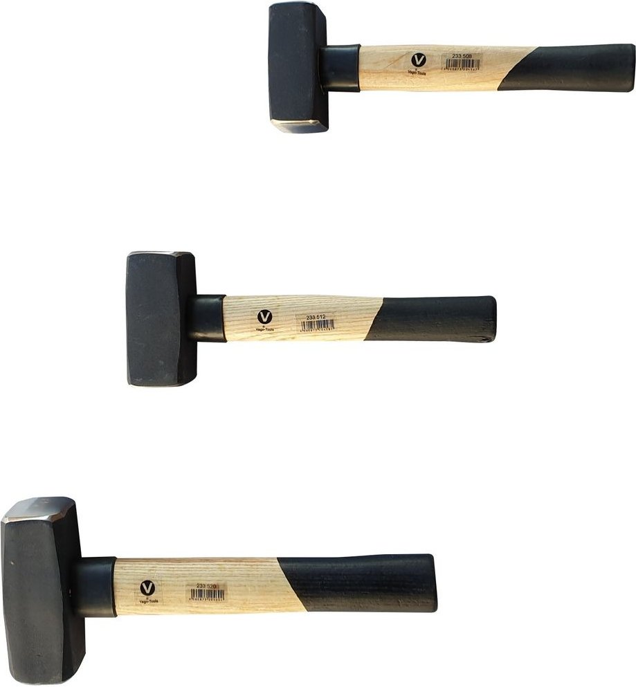 3 tlg Set Fäustelhammer 800/1250/2000g Hammer Schlosserhammer Fäustel
