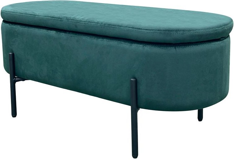 byLIVING Bank NOVA, Breite 95 cm, Samt dunkelgrün, Gestell schwarz