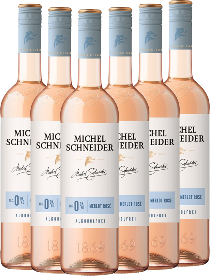 Wein alkoholfrei - Merlot Rosé 0,75 l - 6er Karton