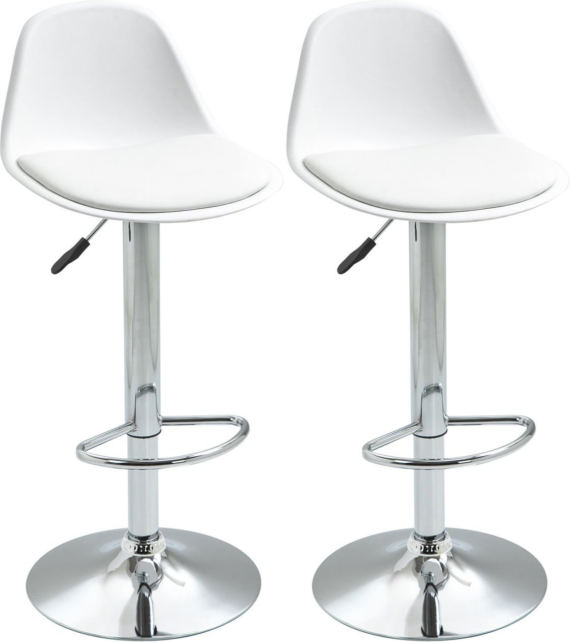 Thumbnail - 2er-Set Barhocker mit Lehne höhenverstellbar Weiß Kunstleder Stahl bis 120 kg 40x42x82-104cm