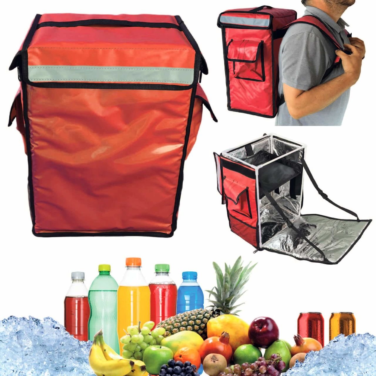 CoolQuest isolierte Kühlrucksack 42 Liter in Rot, Thermobox wasserdicht