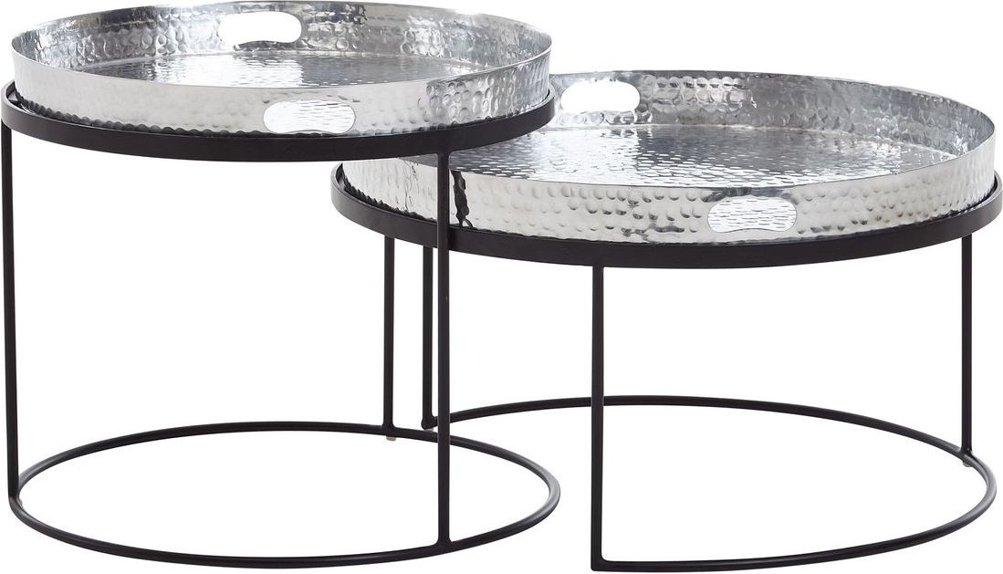 Satztisch Silber / Schwarz Metall