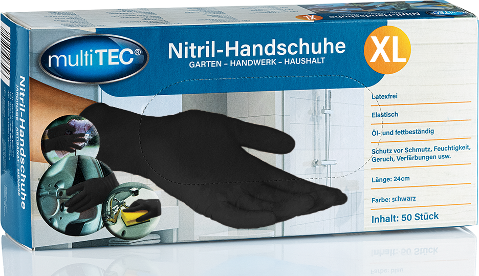Nitril-Einweghandschuhe, Schwarz, Größe XL - 50er-Pack