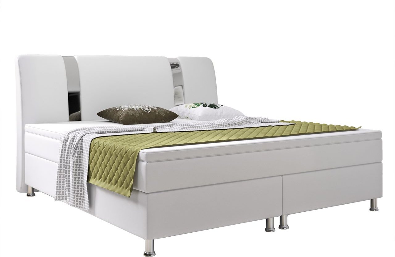 Boxspringbett Riva 180x200 cm Kunstleder Weiß