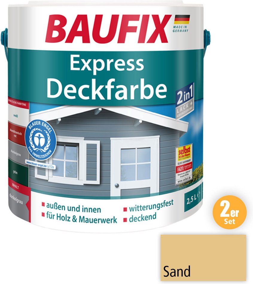 2in1 Express Deckfarbe sand 2,5 L 2er Set