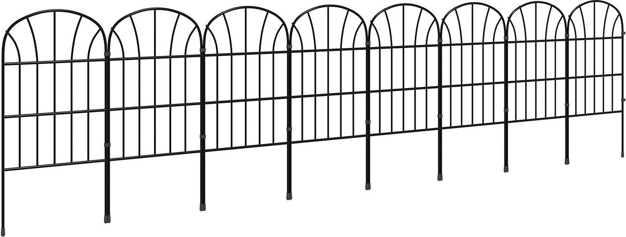 Outsunny Gartenzaun, 264 x 61 cm Teichzaun, 8er Set Dekorative Zaun mit Fuß