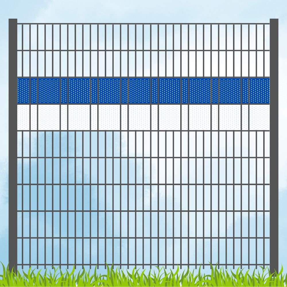 Sichtschutzstreifen PP Sichtschutz Fanartikel Vereinsfarben Blau/Weiß Volle Streifenbreite GELOCHT