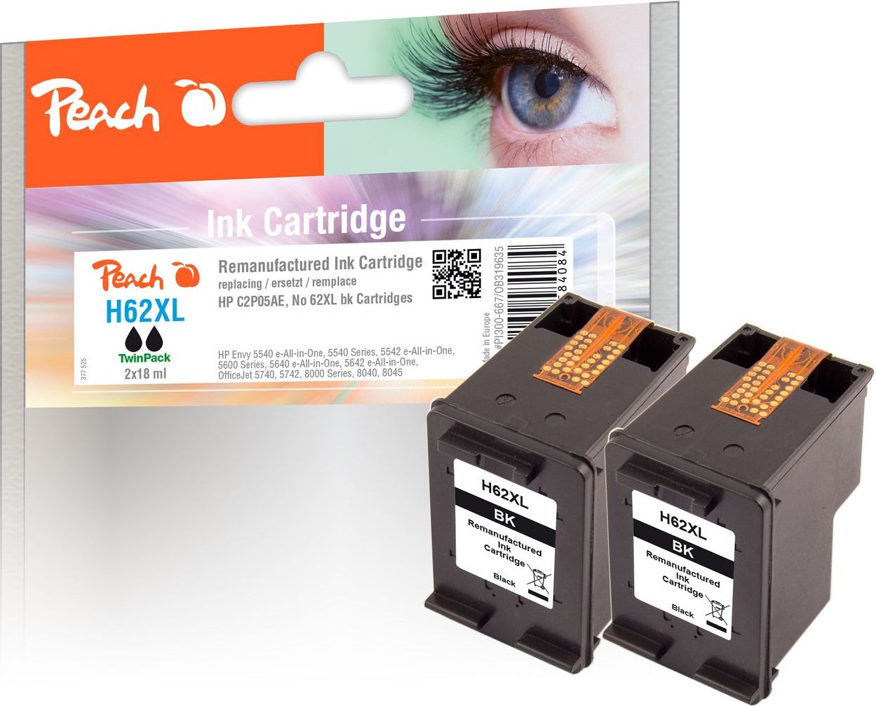 2 x Druckköpfe schwarz ersetzt HP No. 62XL bk*2