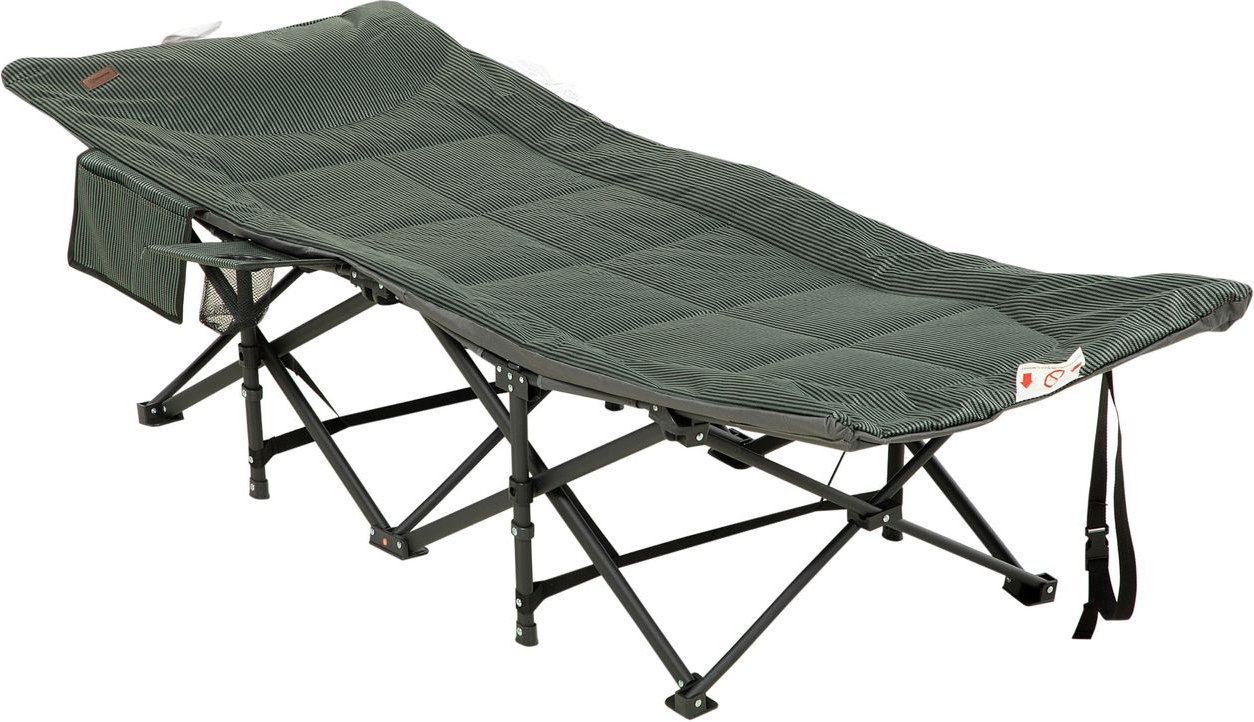 Feldbett Campingbett mit Tasche, Becherhalter, Campingliege, Grau