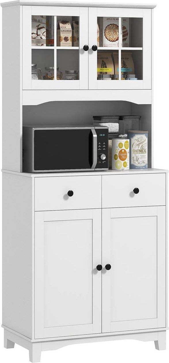 Thumbnail - HOMCOM Küchenschrank Hochschrank mit Mikrowellenregal 2 Schränken für Wohnzimmer