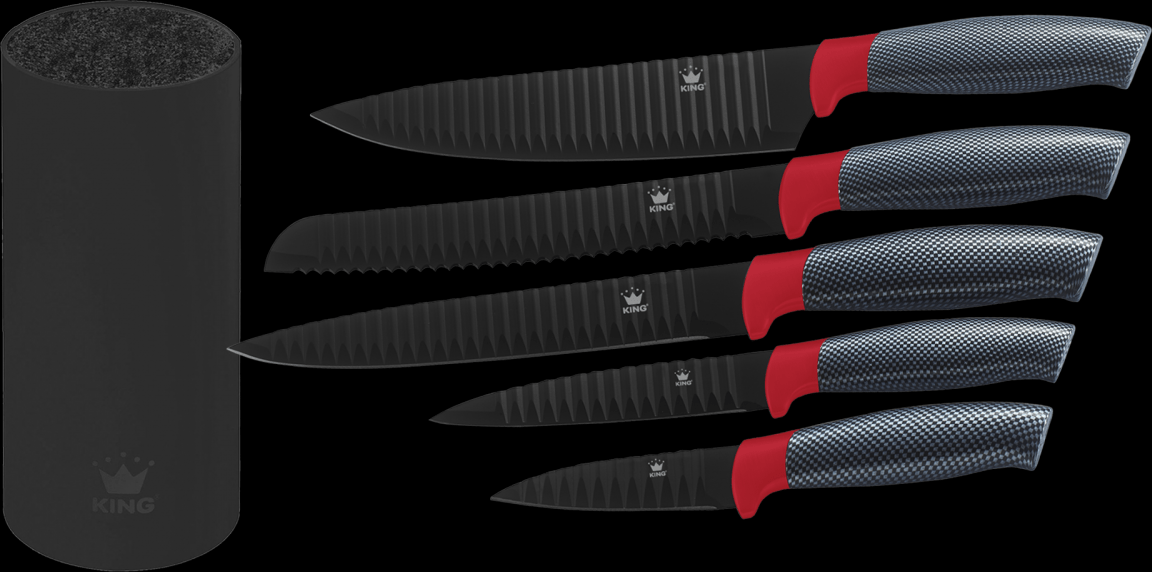 6tlg. Messerset CARBON RED LINE inkl. Messerblock