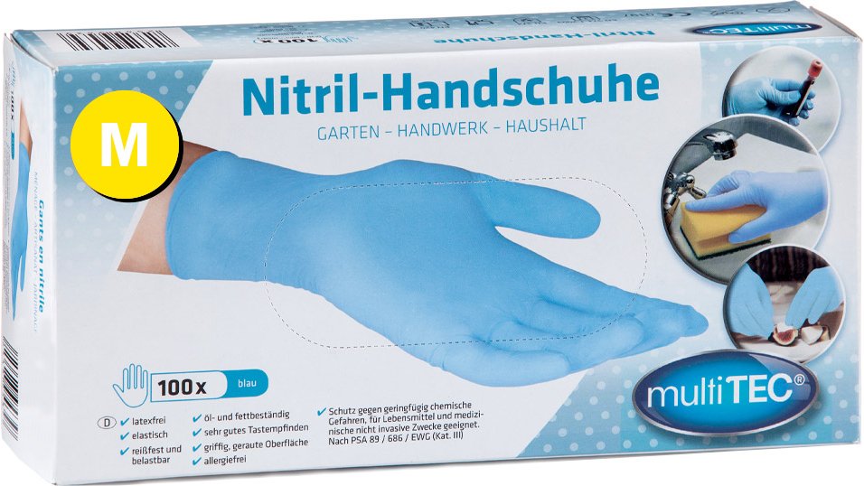 Nitril Einmalhandschuhe 100er, Größe M - Blau