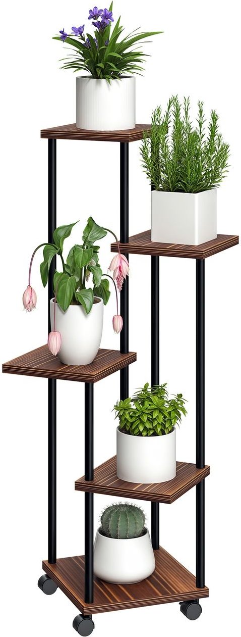 Pflanzenständer 5-Etagen , Blumenständer für Innen Außen, Pflanzenregal
