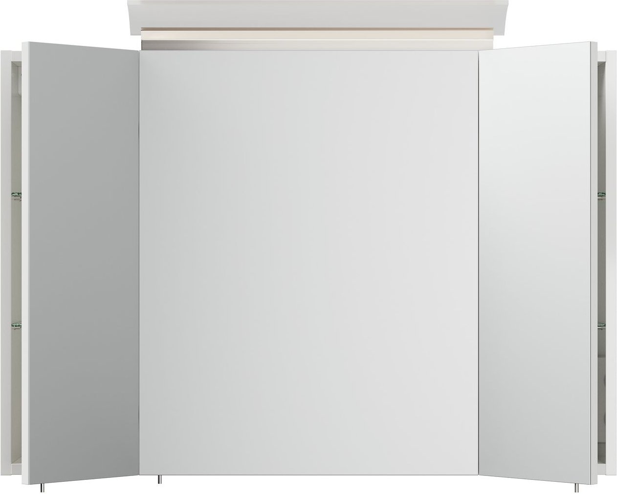 Spiegelschrank 90cm inkl. Design LED-Lampe und Glasböden weiss hochglanz