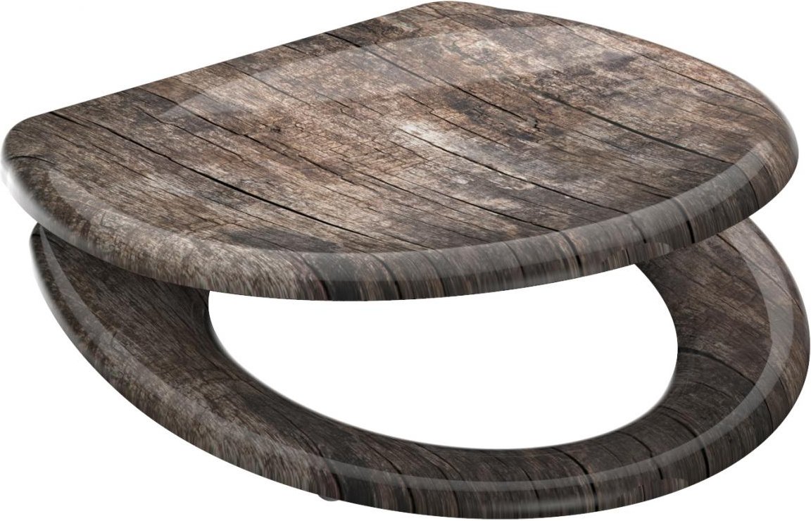 WC-Sitz OLD WOOD Duroplast Kunststoff Absenkautomatik Schnellverschluss Motiv