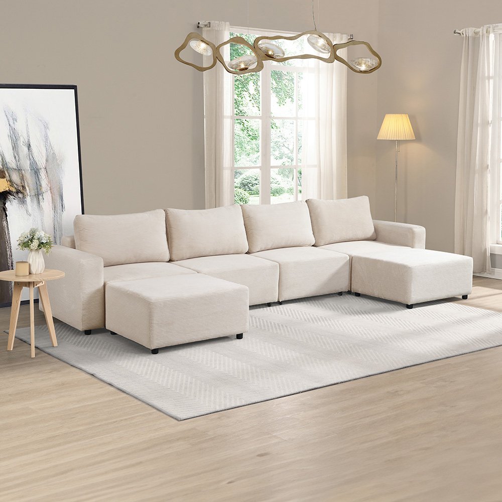 Home Deluxe Modulares Schlafsofa VINA XXL - 380 x 168 cm Beige