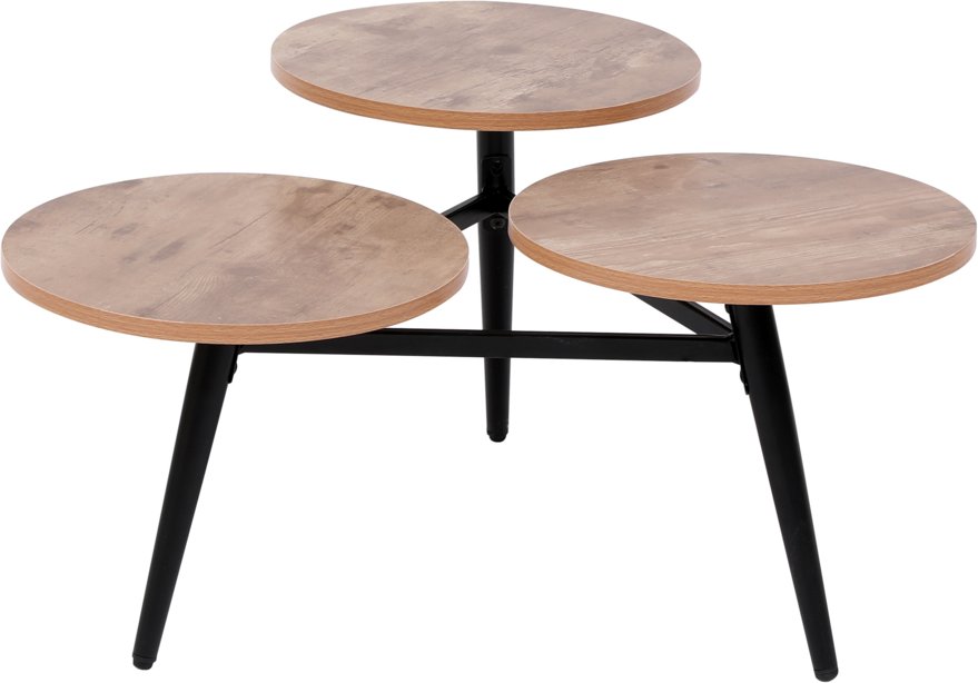 Couchtisch 3tlg. Satztisch Beistelltisch aus Metall HWT49-HOL Holz schwarz