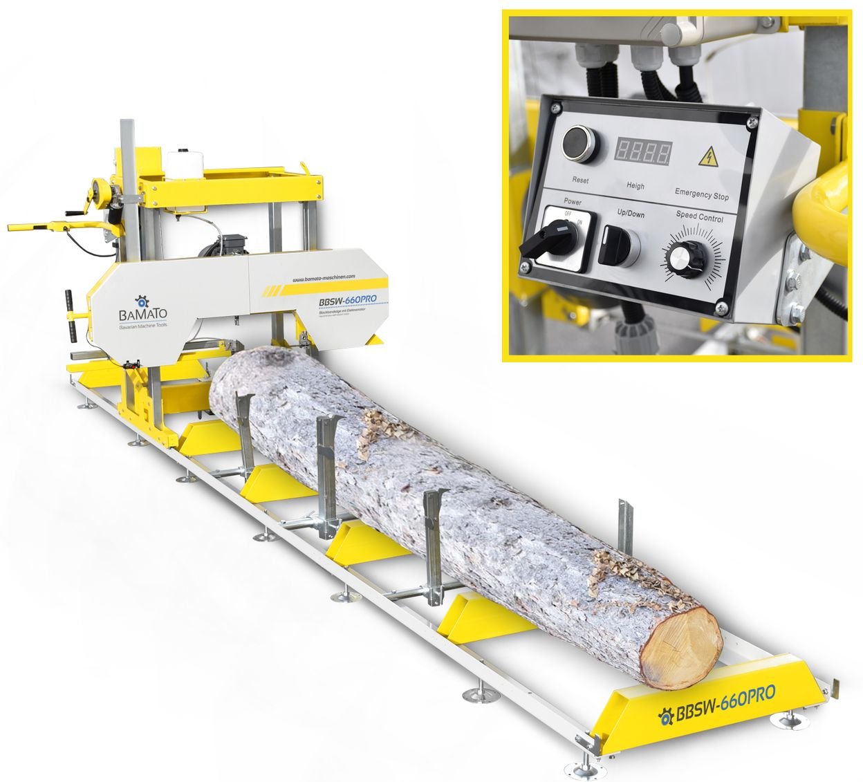Blockbandsäge BBSW-660PRO mit 5,9m Rollbahn und elektrischer Höhenverstellung