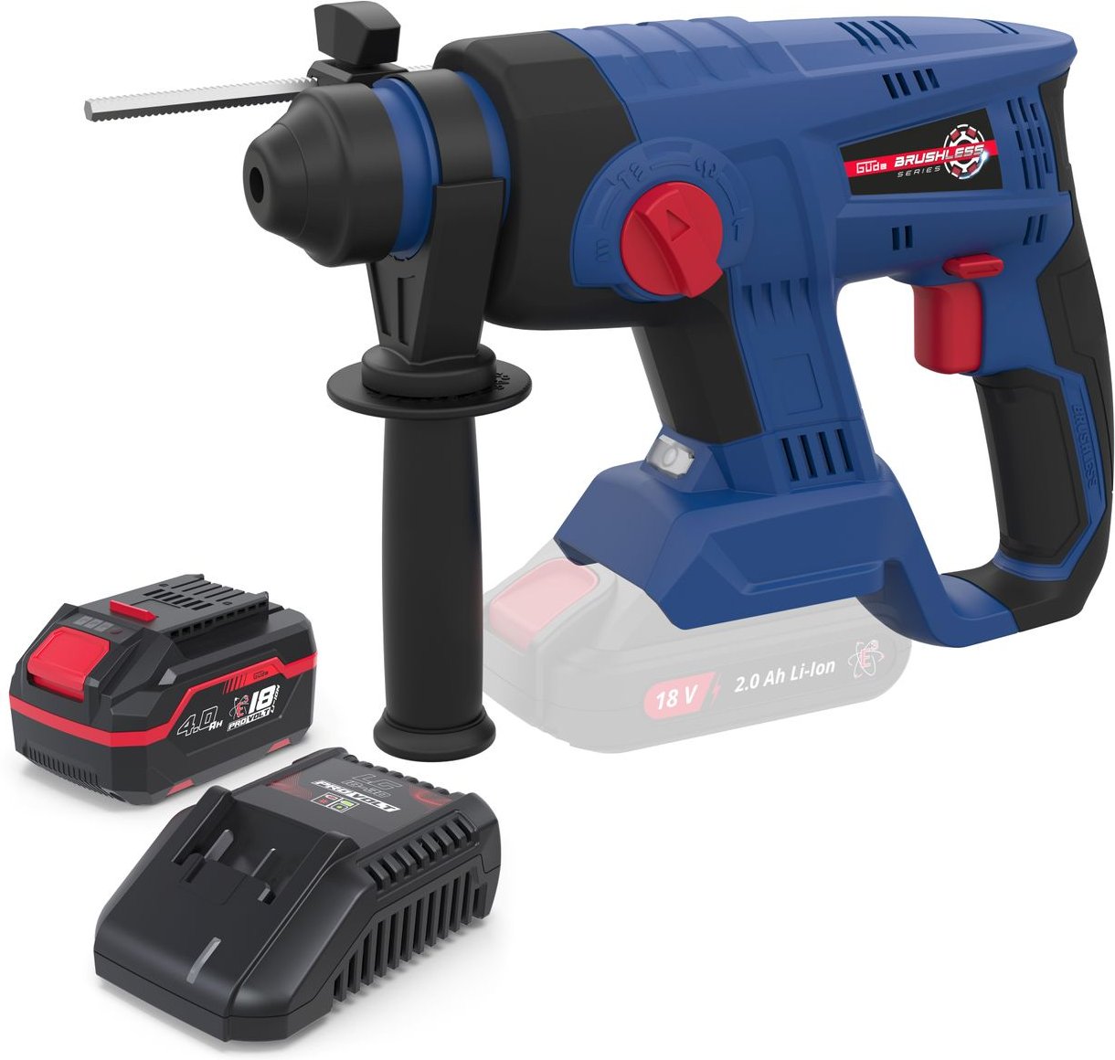 Güde Akku Bohrhammer BH 18-0 BL inklusive Ladegerät & Akkupack Starter-Kit Set