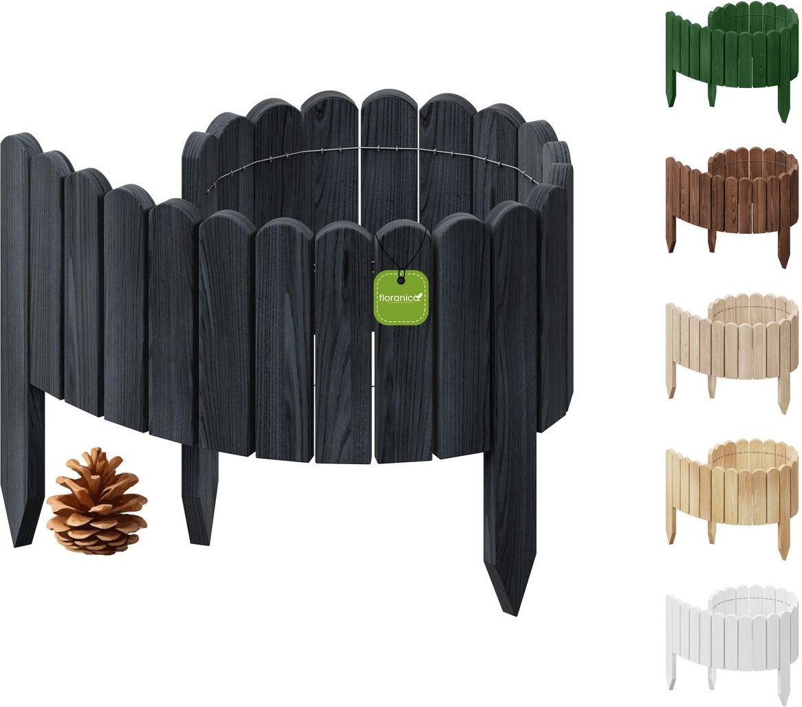 Floranica Rollborder Flexibler Holzzaun 100 x 10 cm Natur Beeteinfassung Gartenzaun