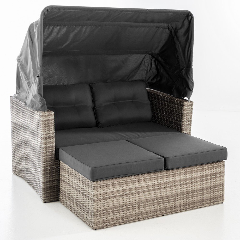 Alu-Lounge-Set "SUNNY" inkl. Hocker und Polsterauflage - Grau