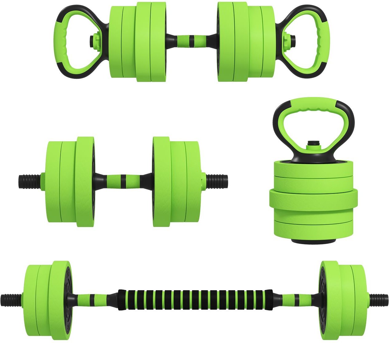 4 in 1 Hanteln Set 20 kg verstellbare Kurzhantel & Langhantel Kettlebell
