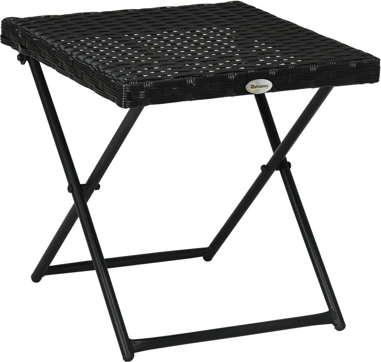 Gartentisch Beistelltisch klappbar Polyrattan Gartenmöbel Terrasse Schwarz