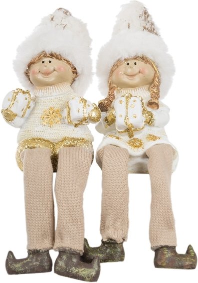 Winterkinder mit Wollmütze, Kantensitzer, 2er Set