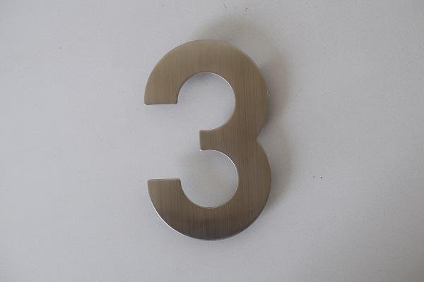 Edelstahl Hausnummer "3"