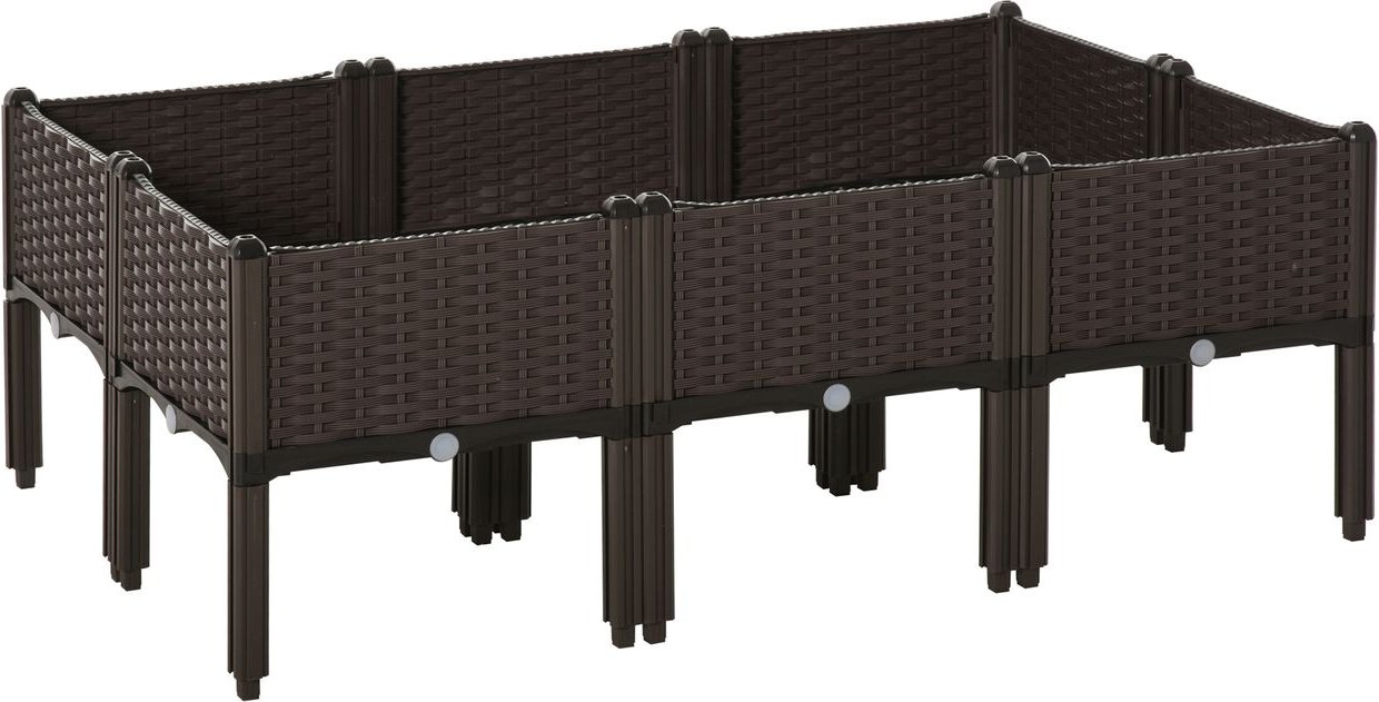 Hochbeet 6-teiliger Pflanzkasten mit Abflusslöchern Rattan-Look DIY