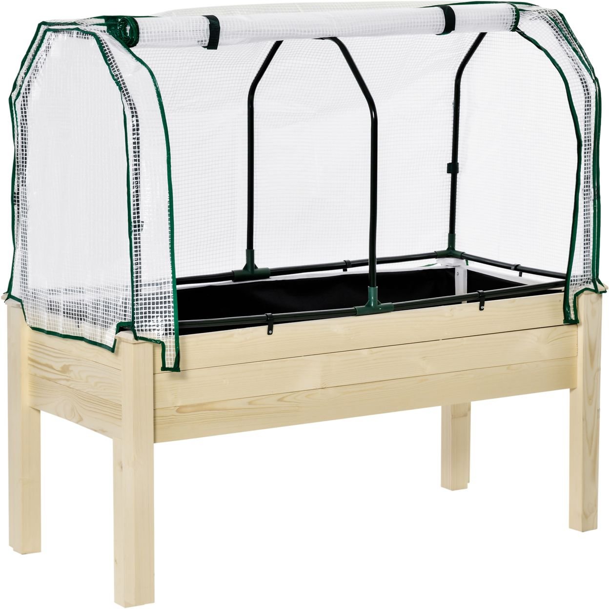 Hochbeet Frühbeet mit Gewächshaus, Gemüsebeet mit Stoffauskleidung