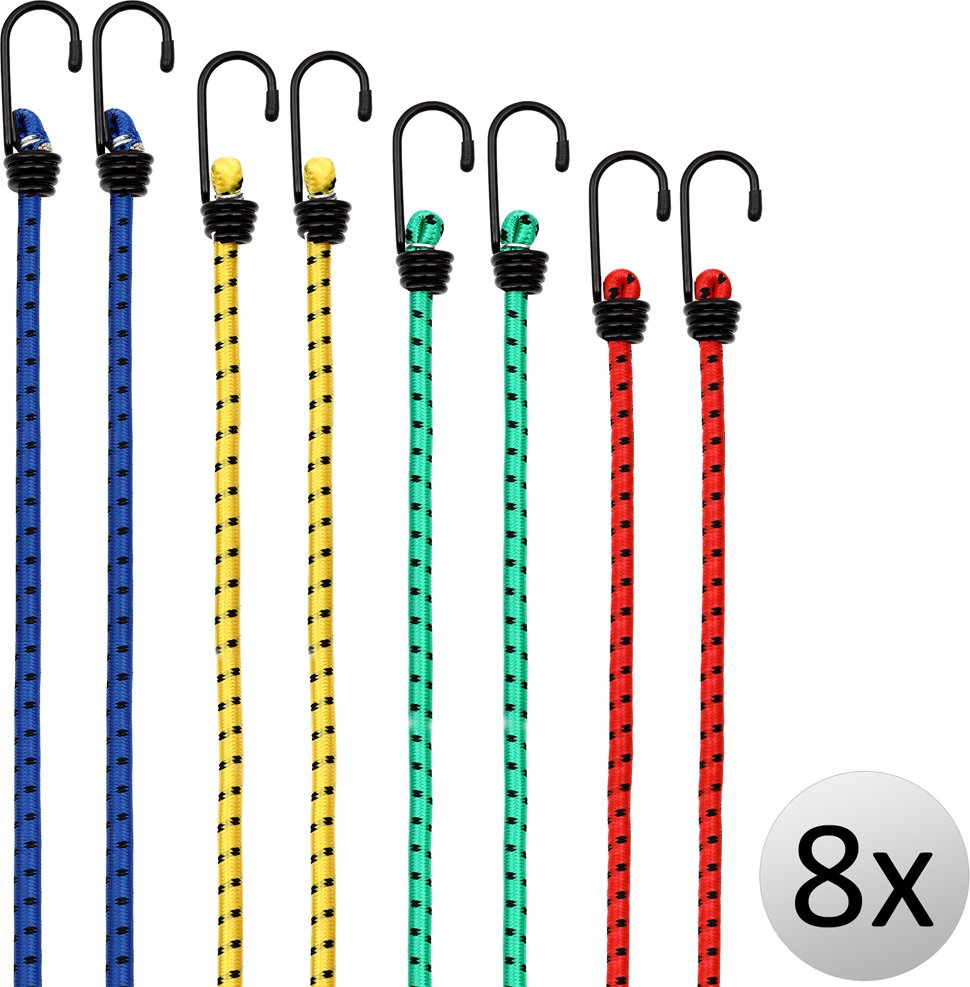 Deuba Spanngummi Expander 8 tlg 40-100cm x 0,8cm blau / gelb / grün / rot