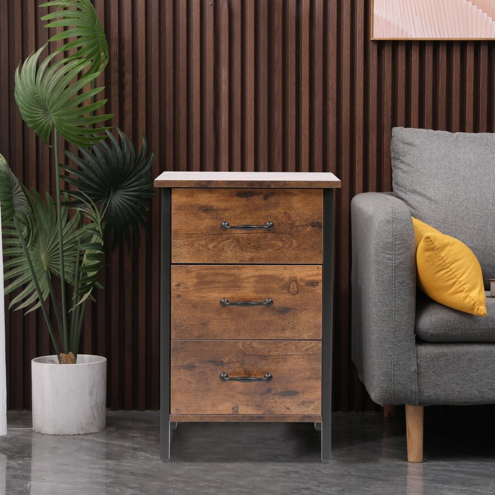 Nachttisch mit 3 Schubladen, ca. 40 x 40 x 61 cm - Braun