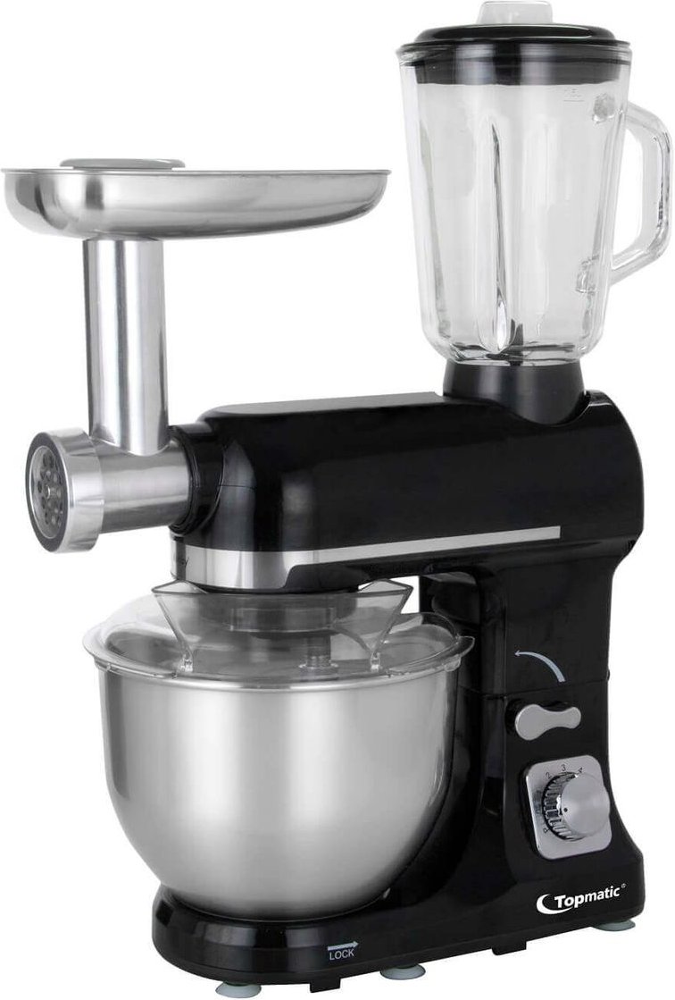 Schwarz Multifunktion Mixer 1800W Teigmaschine Fleischwolf