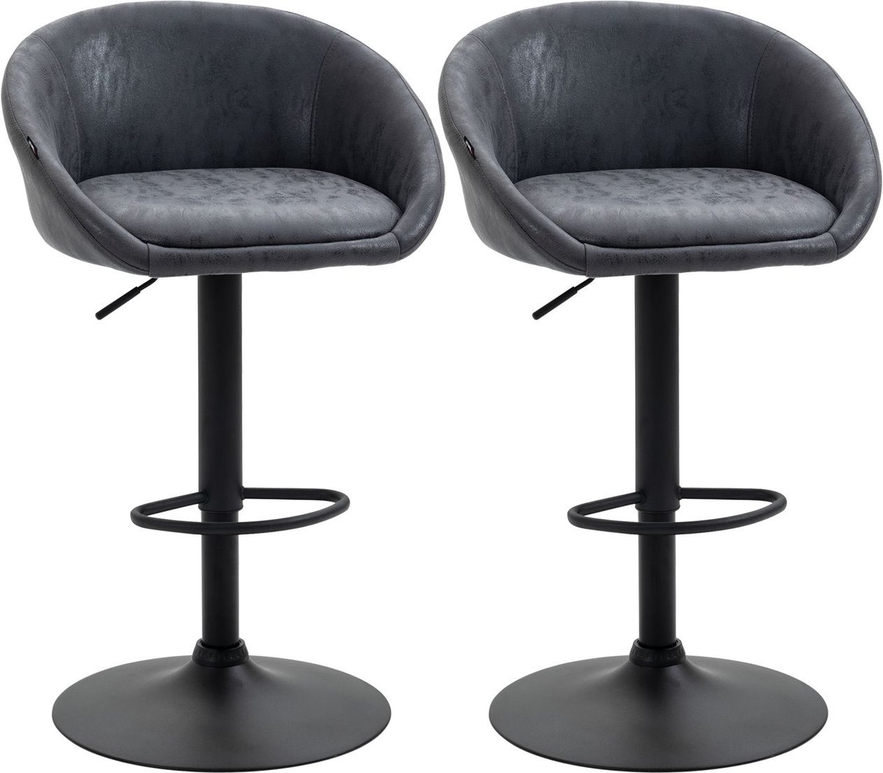 2er-Set Barstuhl, Barhocker mit Kunstleder-Optik für Esszimmer Grau