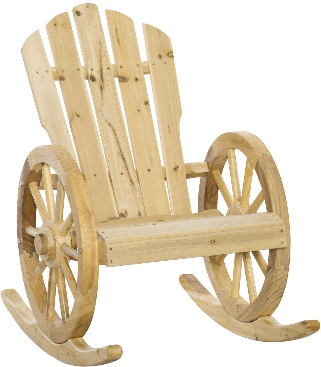 Schaukelstuhl Rustikaler Relaxstuhl Gartenstuhl Massivholz Naturholz