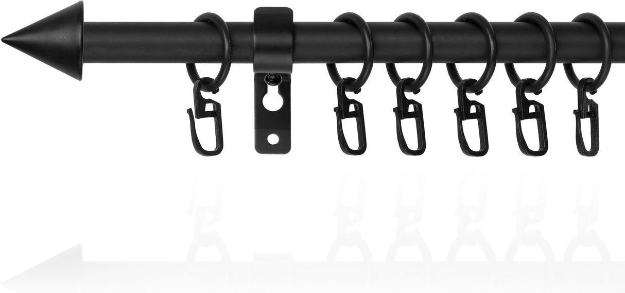 Gardinenstange Kegel, 16 mm, ausziehbar 130 - 240 cm - Schwarz