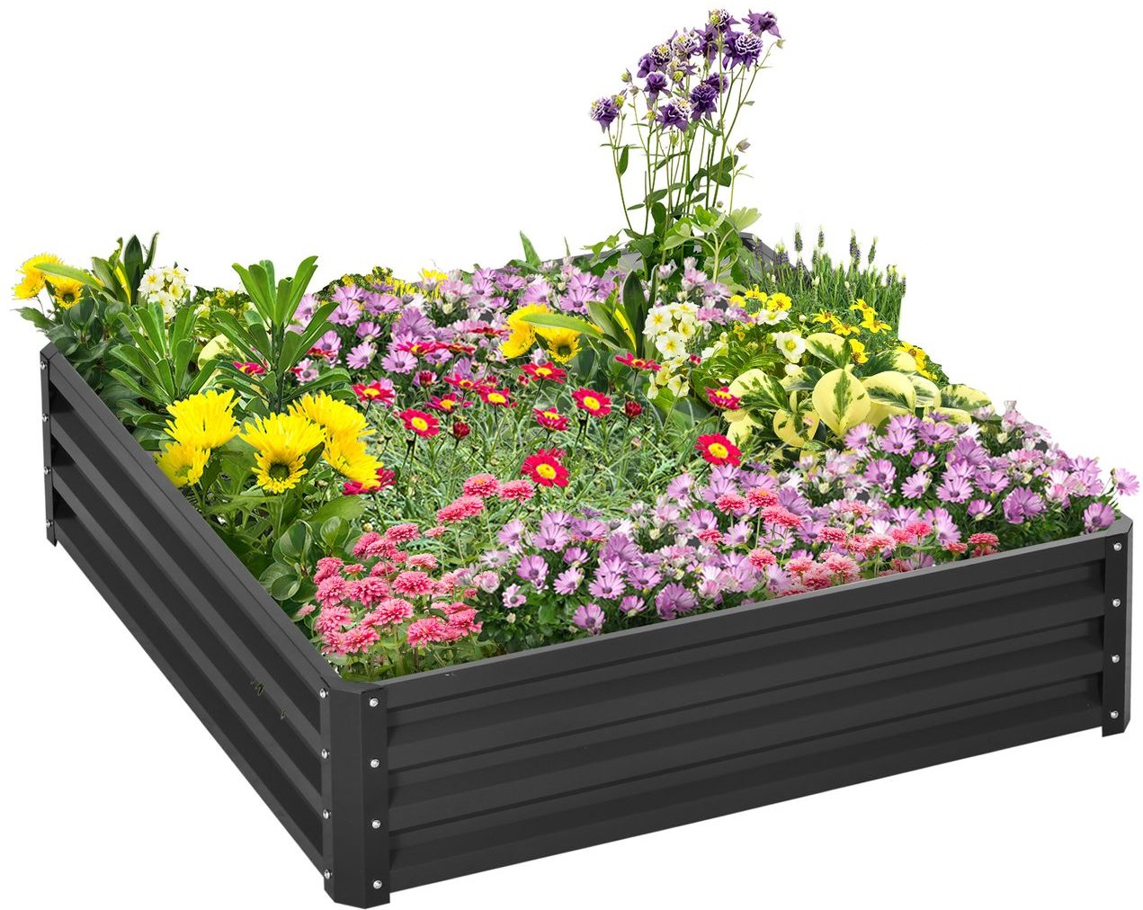 Gartenbeet, Pflanzkasten mit Stahlgehäuse, Grau