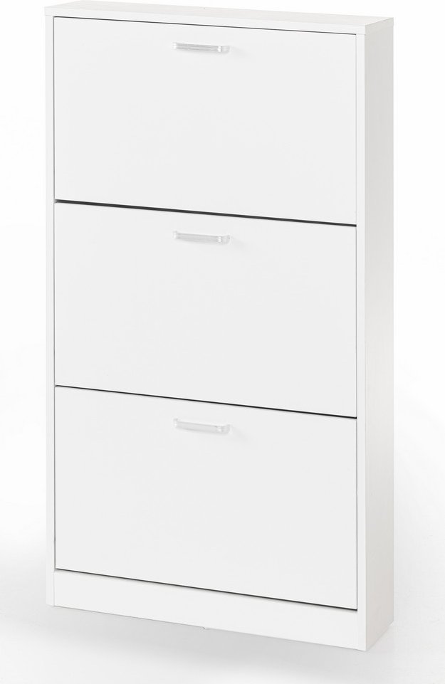 Thumbnail - Schuhschrank mit 3 Fächern - ca. 59x17x105cm - Weiß