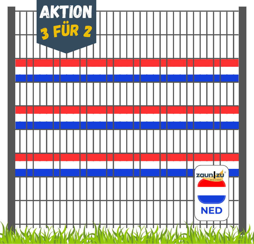 Sichtschutzstreifen Fanartikel für Niederlande Doppelstabmatten Akzentstreifen 3 für 2