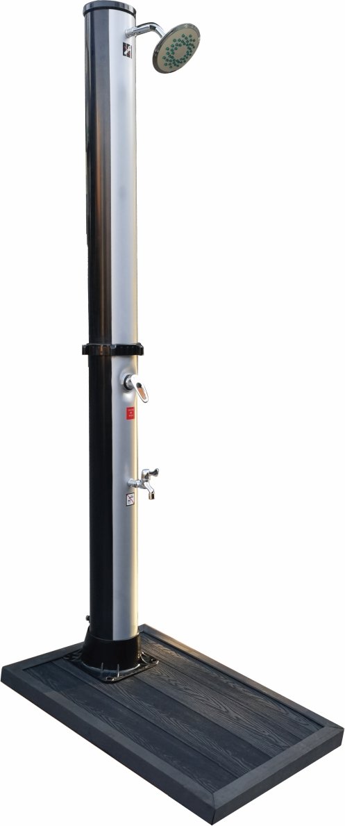 Thumbnail - Solardusche Classic mit Fußdusche rund, ca. 35 Liter - Silber und Schwarz