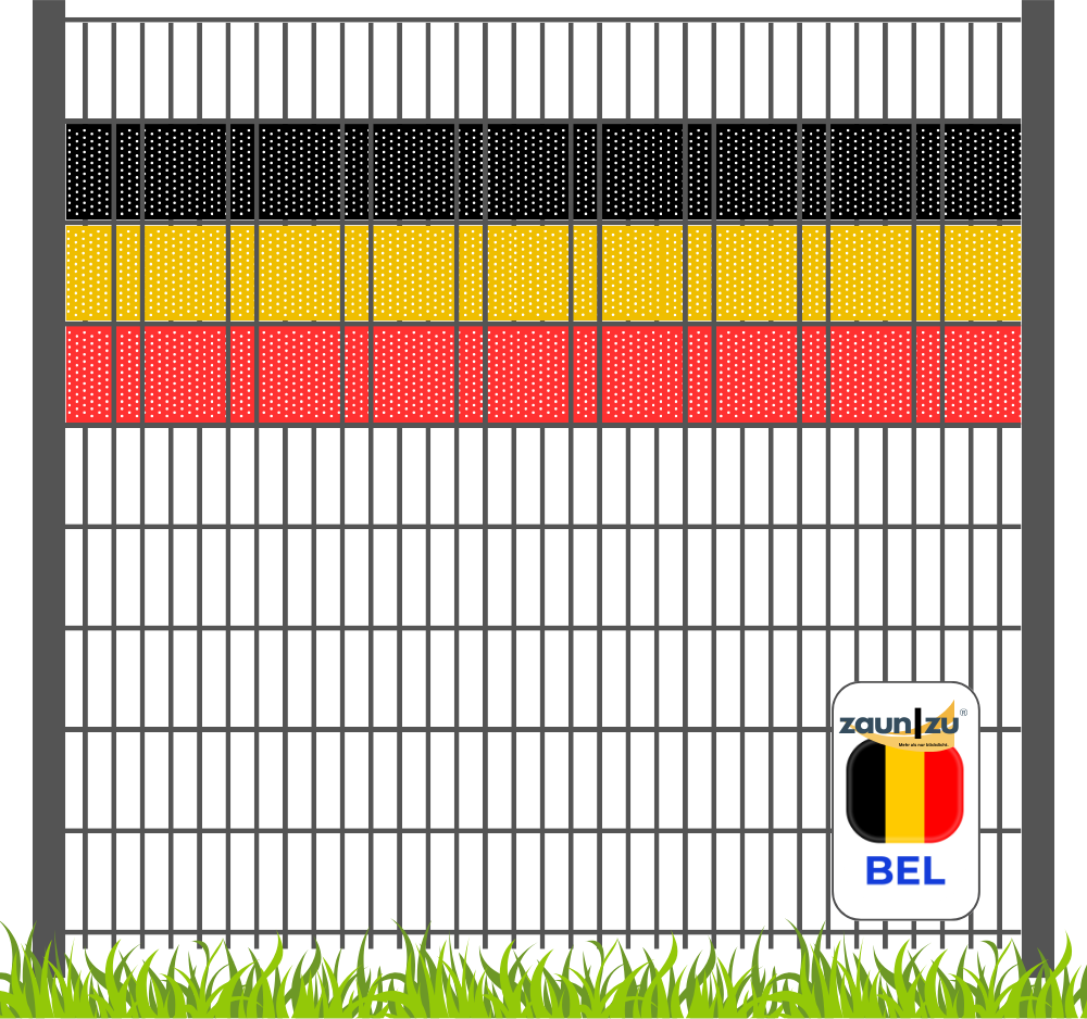Sichtschutzstreifen Fanartikel Belgien für Doppelstabmatten Volle Streifenbreite GELOCHT