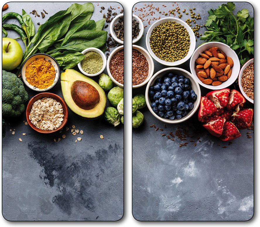 Multi-Glasschneideplatte, 2er Pack, Motiv: Healthy Kitchen