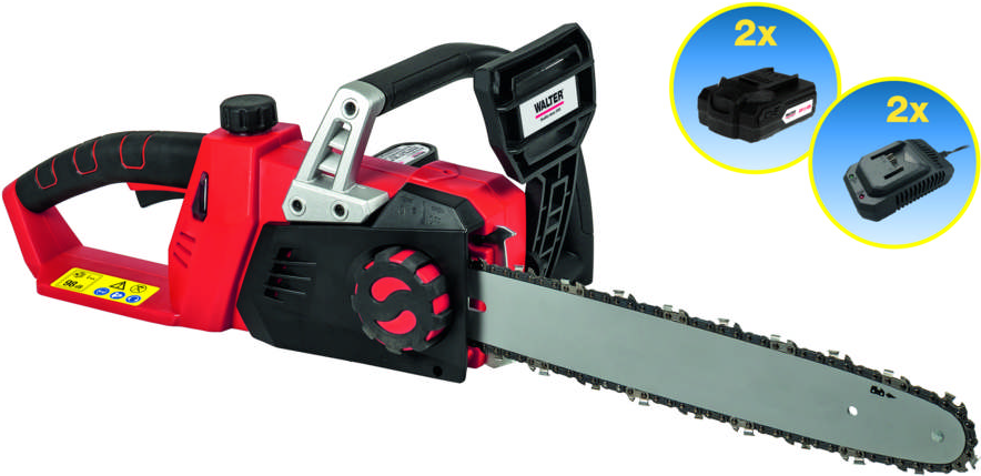 Li-Ion Akku-Kettensäge 40V inkl. 2x20V Li-Ion Akkus und Schnellladegerät Brushless-Motor