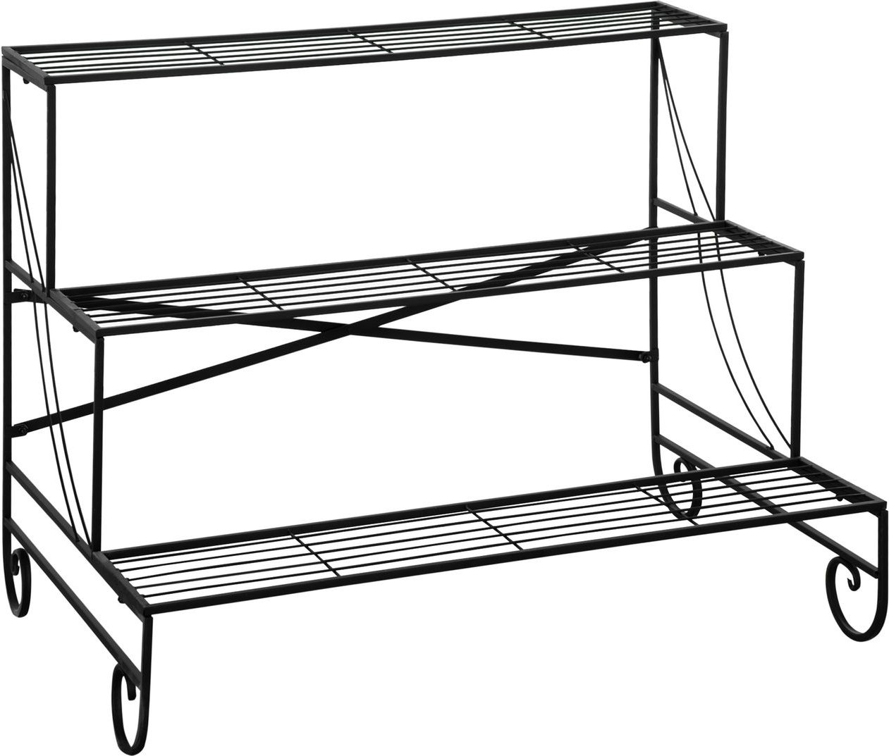 Blumenregal 3 Ebenen aus Metall, ca. 95 x 63 x 72 cm - Schwarz