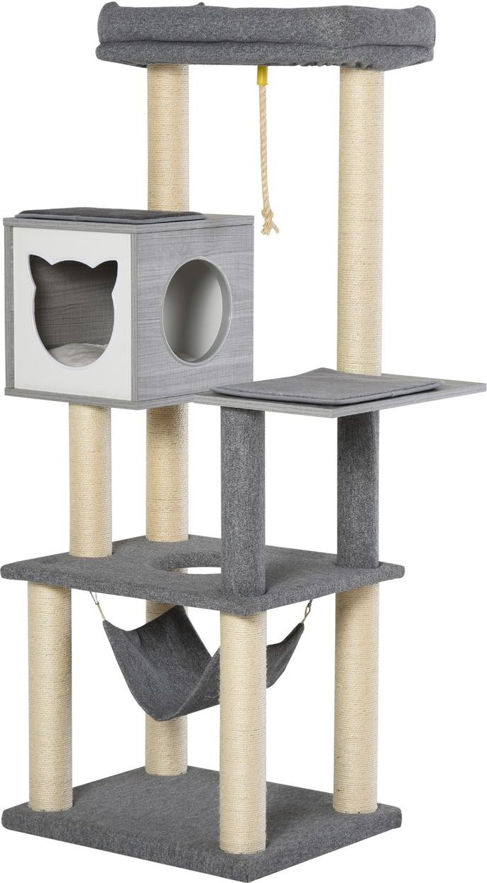 Thumbnail - Kratzbaum Katzenbaum Kletterbaum für Katzen Mehrstufiges Multiaktivitätszentrum mit Katzenkiste Hängematte Weichkissen E...